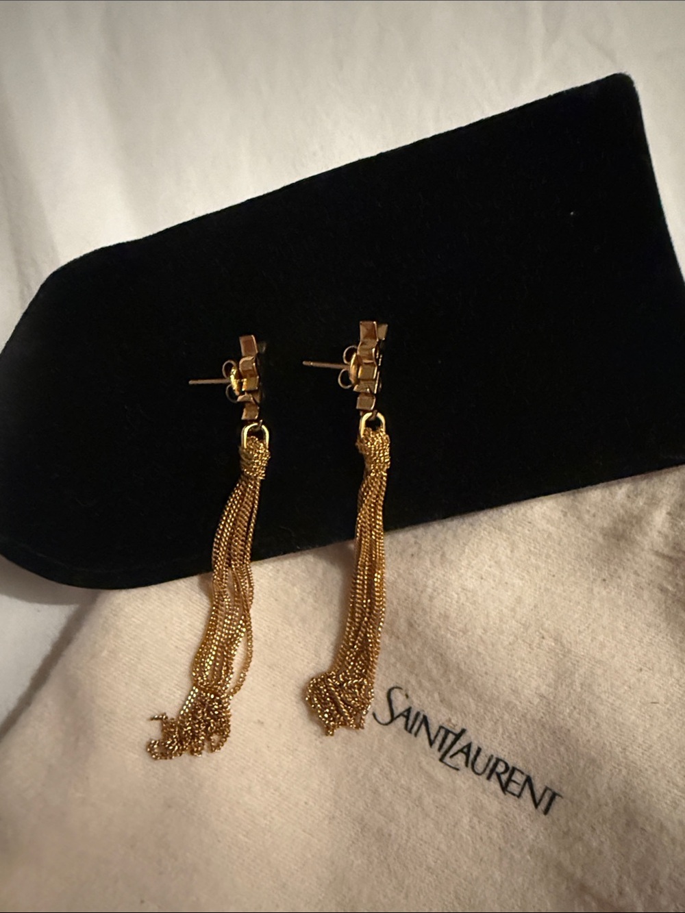 YSL SAINT LAURENT CASSANDRE THREADER EARRINGS IN METAL - Picture 5 of 7